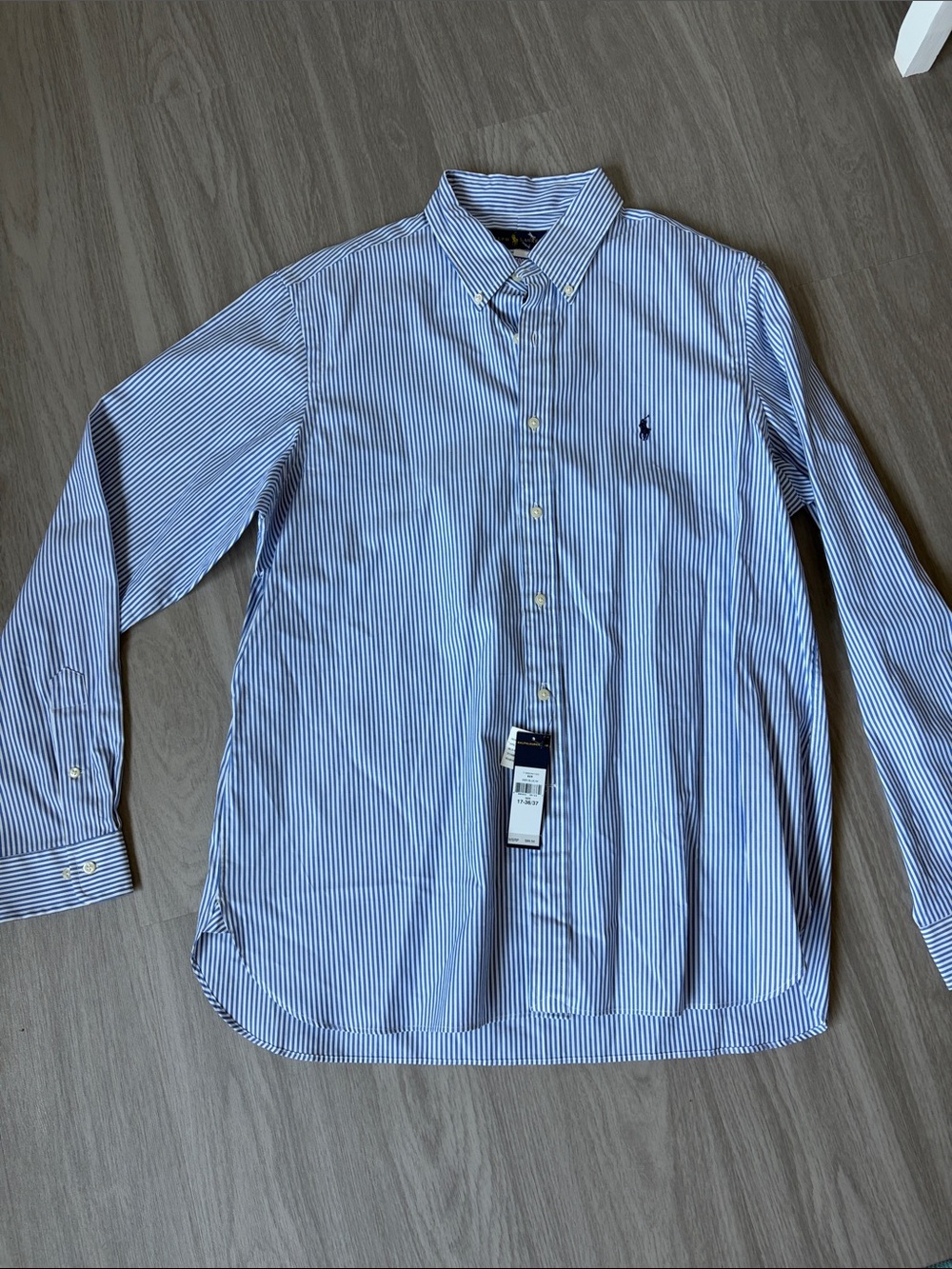 Polo by Ralph Lauren Blue and White Striped Button-Down Dress Shirt